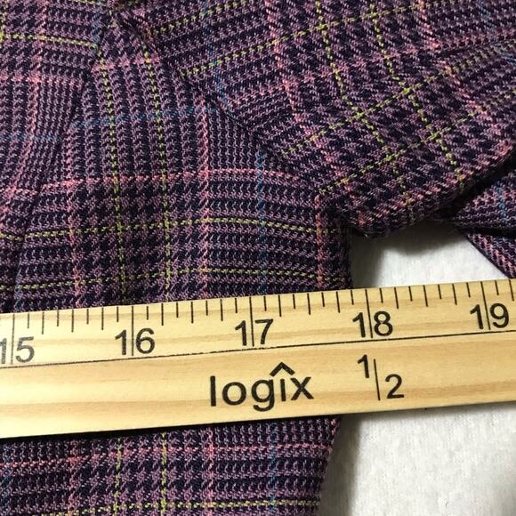Pendleton virgin wool purple plaid womens 6 cropped full button blazer academia - Picture 5 of 9